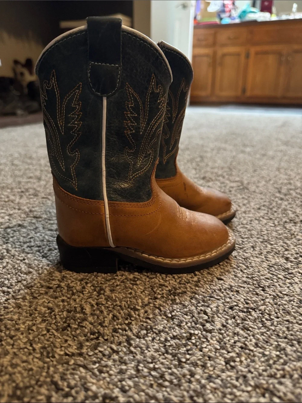 Kids Two-Tone Brown and Black Western Boots